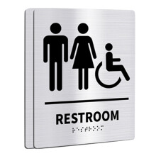 Panneau de toilettes en braille en acier inoxydable (2 pièces)