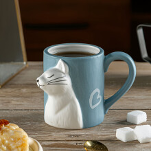 350ml Couple Cat Ceramic Mug Set – Matte Coffee Cups, Black & White Design, Romantic Valentine's Gift, Compatible with Dishwasher