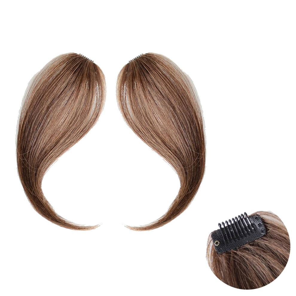 2 Pieces Synthetic Fake Fringe Women's Fringe Clip in Hair Bangs Hairpiece Natural Hair Middle Part Two Sides Bang Hair Piece Clip in Extensions