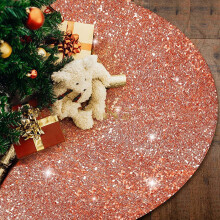 Jupe de sapin de Noël en velours à paillettes orange de 61 cm (24 po) – Décoration de Noël vintage à paillettes, compatible avec les sapins