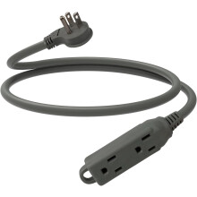 Low Profile 3 Ft Flat Plug Extension Cord - 16 AWG 3 Prong Grounded Cable with 3 Outlets, Perfect for Indoor Use, Grey, UL Listed