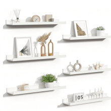 6er-Set schwebende Holzregale, 60 cm hohe, weiße Ablagefläche für Schlafzimmer, Wohnzimmer, Badezimmer, Küche