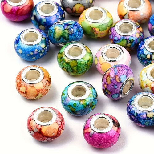 Watercolor Resin Beads Silvery Copper Core 100 pcs