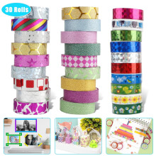 Set mit 30 Rollen dekorativem Washi-Tape, 15 mm x 3 m