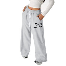 Girl Pants,Joggers Girls Bow Drawstring Lightweight Straight Leg Comfortable for Relaxation,School Kids Clothes,Z02 Grey,12-13 Years