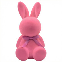 Osterhasenfigur mit Fliege, 20 cm, rosa – Tischdekoration für Tischdekorationen, Frühlingsdeko für Zuhause/Büro, Partyzubehör