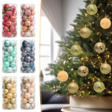 Beige Farmhouse Christmas Ball Ornaments 24 pcs