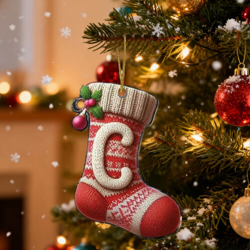 Miniatura de meia de Natal em acrílico, 8,9 cm (3,5 polegadas)