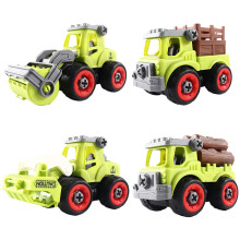 4-delige doe-het-zelf speelgoedauto's voor peuters van 3-5 jaar, STEM-voertuigenset met boormachine en accessoires, boerderijtruck, geschikt voor