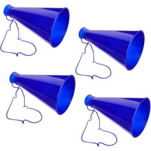 4pcs Plastic Mini Megaphones, Cheerleader Horns for Football Matches & Kids – Blue, compatible with party & sports events