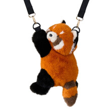 Niedliche rote Panda-Plüsch-Umhängetasche für Jungen, Mädchen und Erwachsene – weiche und kuschelige Tier-Schultertasche mit verstellbarem