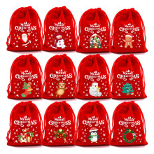 Set di 12 sacchetti regalo in peluche con chiusura a coulisse