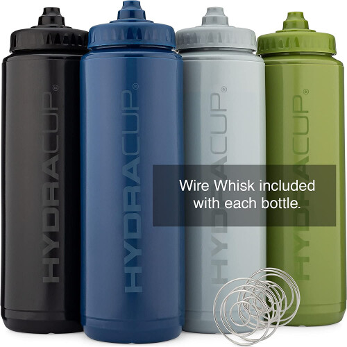 32oz Squeeze Water Bottles with Blender Whisk 4-Pack