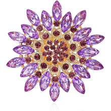 Broche de flor con diamantes de imitación, pin de solapa de cristal, 1 pieza