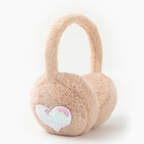 Cache-oreilles oreilles de chat avec cœur à paillettes, doux et ajustables
