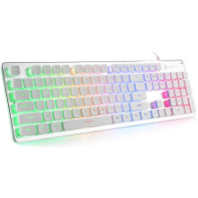 Membraan gamingtoetsenbord met regenboog-LED, stille toetsen, USB-aansluiting, volledig metalen paneel, 25 toetsen met anti-ghosting, 104 toetsen –