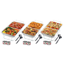 Sterno Buffet Kit - 24-delige wegwerp warmhoudschalenset met groene gasfles