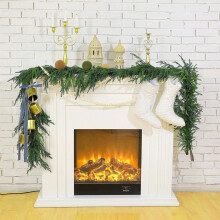 1,2 meter lange kerstslinger van cipreshout met een realistische textuur – zacht rubber, kerstdecoratie voor binnen en buiten, voor