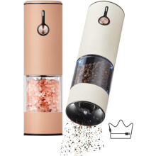 Ensemble moulin à poivre et à sel électrique rechargeable par USB, double LED, utilisation à une main, couvercle coulissant, acier inoxydable