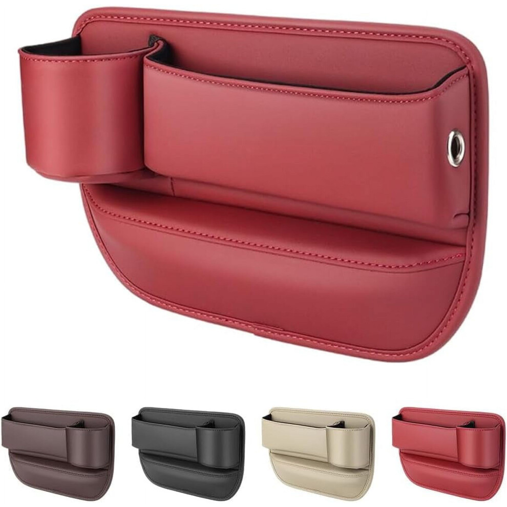 Upgraded Car Leather Cup Holder Gap Bag Â Seat Gap Storage Box For Glasses, Phone, Keys, Cards (, Driver's Seat), Compatible With 2025 Models Red 9422877336937