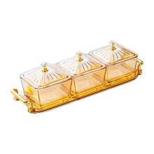 YIEMEEN BoĂ®te de rangement compartimentĂ©e en verre avec plateau et couvercle pour fruits secs et bonbons - IdĂ©ale pour le bureau et la salle Ă