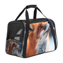 Winter Snow Animal Fox Portable Dog Carrier Bag & Cozy Cat Carrying Case for Small Pets,Puppy Soft-Sided Pet Travel Bag