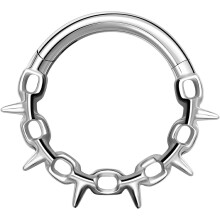Titanium Septum Ring Hoop 16G Titanium Spiked Chain Nose Piercing Jewelry for Men Women, 8mm 10mm, Silver Gold, Hypoallergenic Clicker