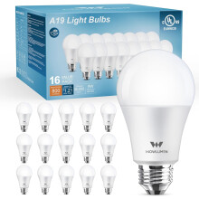 Ampoules LED A19 Lumière du jour 5000K 9W E26, lot de 16