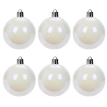6PC Iridescent Fillable Christmas Ornaments, DIY Clear Plastic Baubles for Tree, Window, Home, Party, Wedding Decor (White, 6cm)