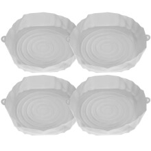 4Pcs Grey Silicone Air Fryer Pot Liner Non Stick Reusable Mat Suitable for Chicken Fish Shrimp