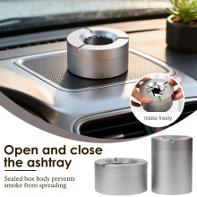 4.21-inch Metal Creative Flip-Open Car Ashtray with Lid to Prevent Ash Scattering, Featuring a Storage Slot-Without Gift Box