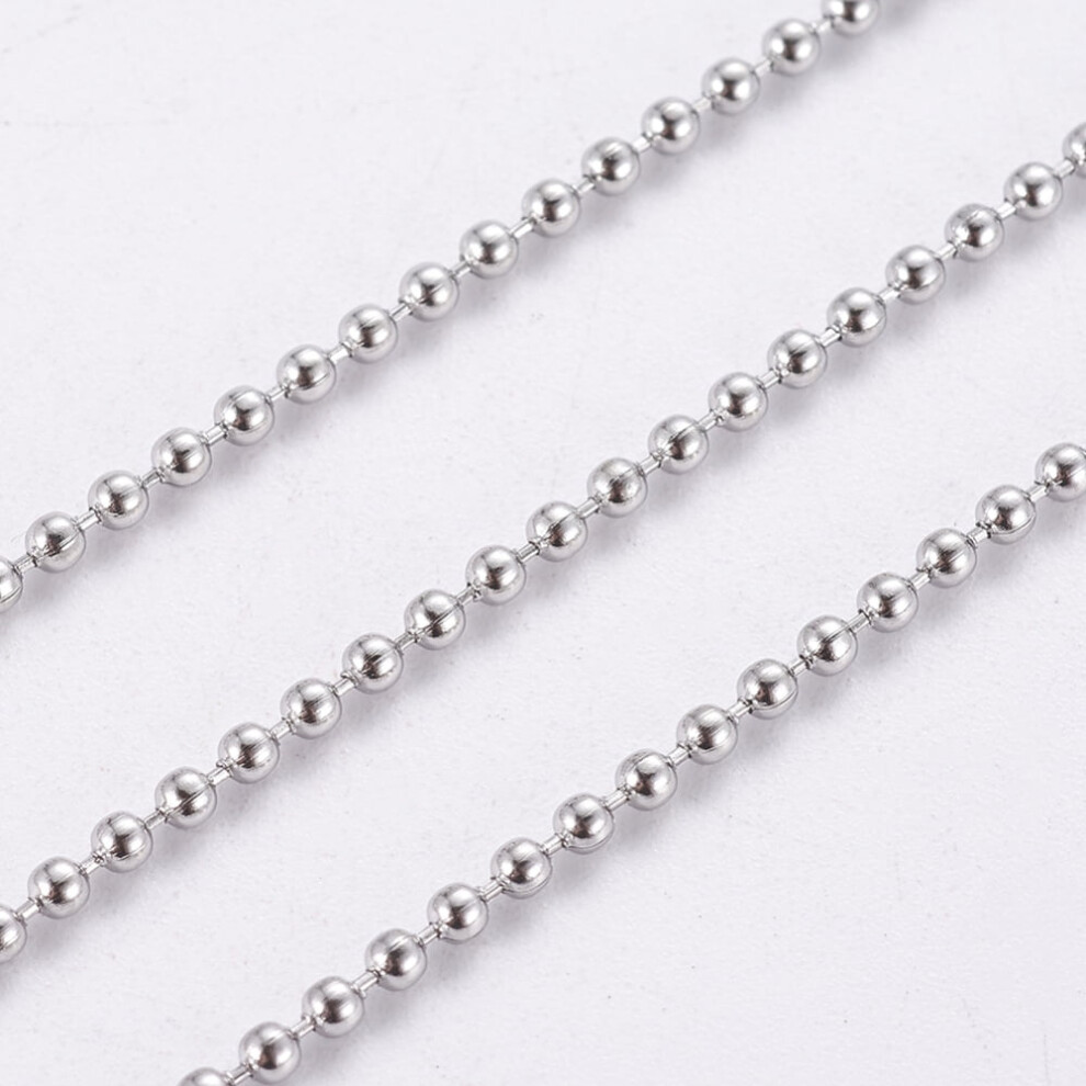 Tarnish Resistant 304 Stainless Steel Ball Chains With Spool Round Stainless Steel Color 1.5Mm 65.61 Feet(20M)/Roll 9399596062570