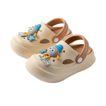 Toddler Slippers for Boys & Girls – Waterproof, Quick-Dry, Non-Slip Garden Clogs, Closed Toe Sandals for Beach/Pool – Z01 Brown, 6-7Y