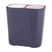 Poubelle à double compartiment 30 x 29 x 21 cm, poubelle de cuisine avec couvercle, séparation déchets secs et humides, poubelle mince en