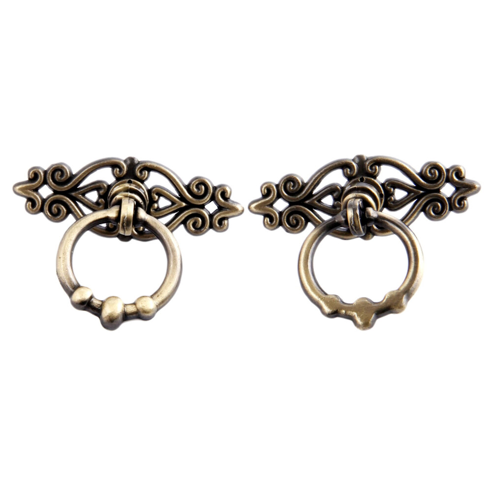 2Pcs Drawer Ring Knobs Cabinet Handles Cupboard Pulls Furniture Hardware Antique Bronze Red Brass Single Hole 34Mm Zinc Alloy 9399596063065