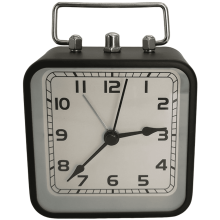 Réveil carré en métal de 8,9 cm avec veilleuse et fonction snooze silencieuse