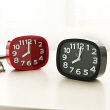 Minkissy 1Pc Black Quartz Alarm Clock Square Desktop Clock Plastic Rim Easy Read Numbers