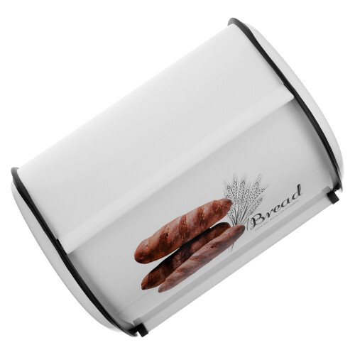 Compact White Iron Bread Bin for Kitchen Countertop with Space Saving Design