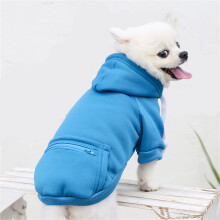 Sweat à capuche pour chien en polaire avec poche zippée, bleu moyen