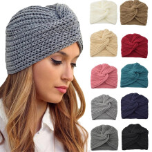 Pălărie turban tricotată boemă pentru femei, moale, elastică, Ashy