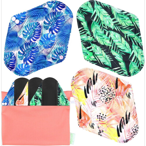 Reusable Menstrual Pads Soft Cloth 6 Pack with Mini Wet Bag