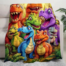 Couverture en flanelle HD 2026 avec de jolis dinosaures souriants, jeté dinosaure 3D pour garçons et filles – Douce, légère, toutes saisons |