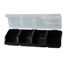 Gereedschapsonderdelen opbergbak, opbergdoos voor onderdelen, plastic schroeforganizer met 4 vakken, schroefhouder, gemakkelijk te gebruiken.