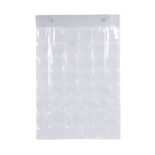 Clear Hanging Pocket Chart with 48 Pockets – Transparent Door/Closet Organizer for Word Cards, Phones & Classroom Supplies