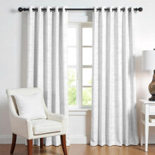 3-Ply Semi-Sheer White Linen Curtains, 108" Long, 2 Panels – Light Filtering Bedroom & Living Room Drapes (White)