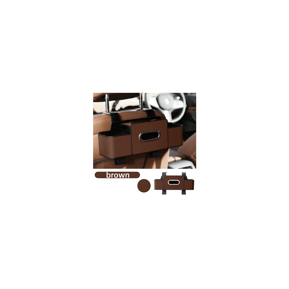 3-In-1 Car Backseat Organizer With Cup Holder, Tissue Box, Trash Bin & Hooks Â Compatible With Most Cars (Brown) Brown 9152228356566