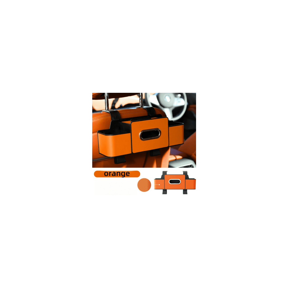 3-In-1 Car Backseat Organizer With Cup Holder, Tissue Box, Trash Bin & Hooks Â Compatible With Most Cars (Orange) Orange 9422877336920