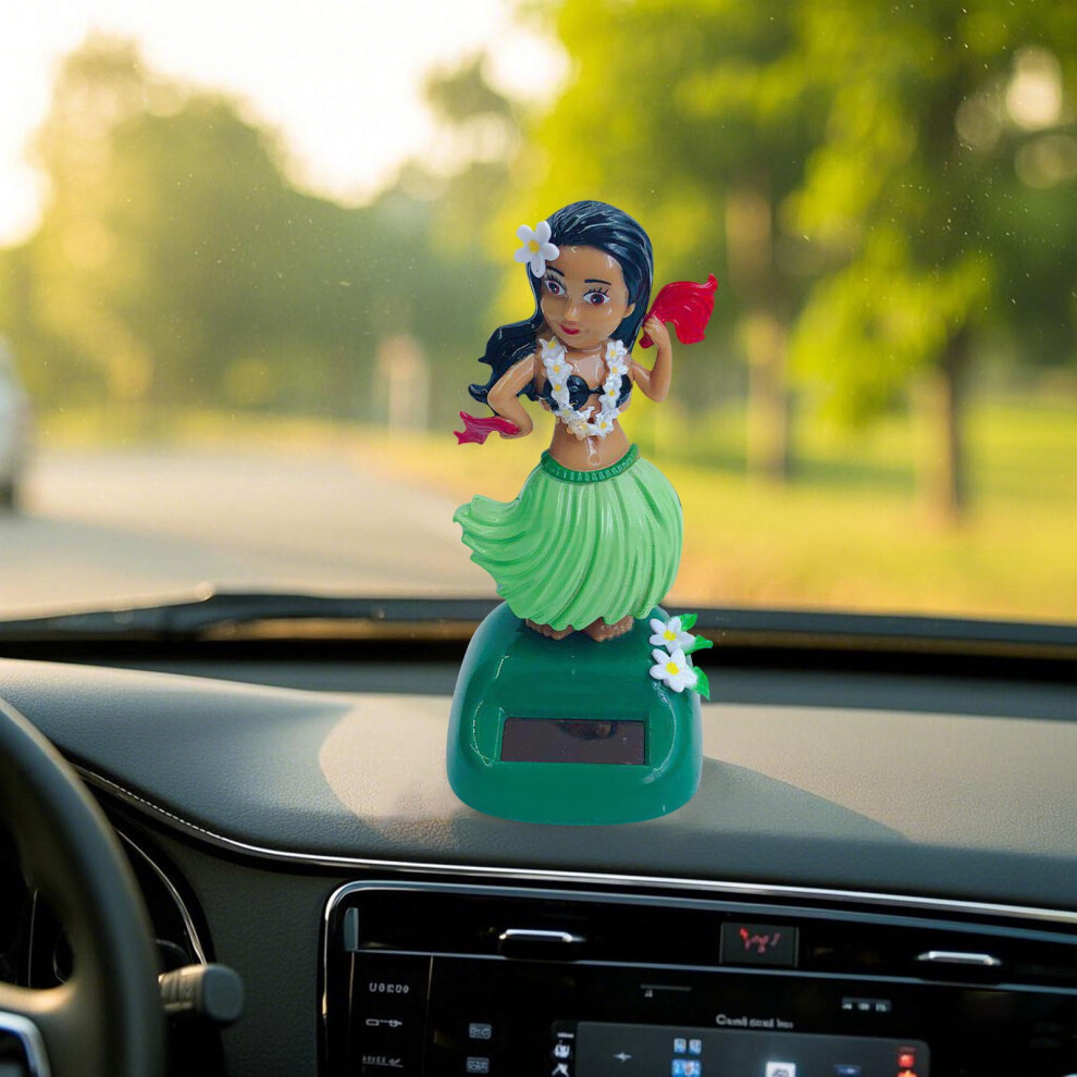 Solar Powered Dancer Sways Girl Shakes Her Head Doll Car Decoration Dance Figure Solar Powered Dance Statue, Light/Green 9422877337002