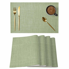 Vintage linnen placemats set van 8, landelijk grasgroen, antislip en wasbaar voor binnen/buiten – past bij een landelijke inrichting.