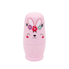 Deluxe Easter 5 Layer Russian Nesting Doll Rabbit Set,Festive Craft Gift for Holiday Decoration and Collection